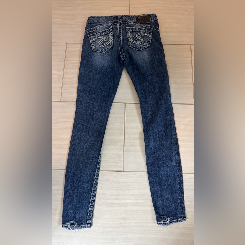 Silver Distressed Skinny Jeans - Picture 10 of 16